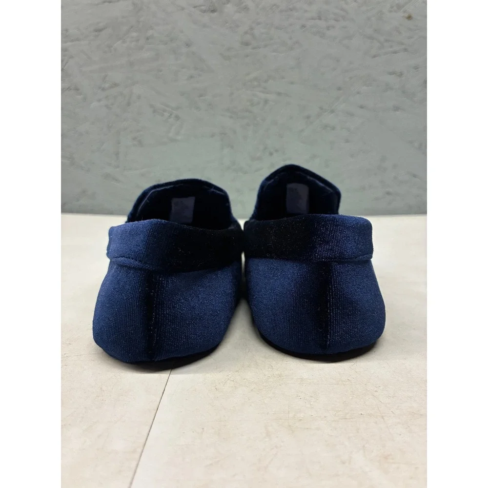 Janie and Jack Velvet Crest Smoking Loafers Baby Boys 4 Navy Blue Preppy